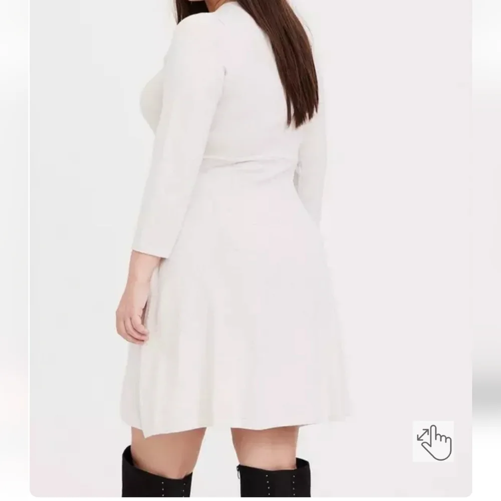 NWT‎ Torrid Mini Sweater Cross Front Skater Dress Beige Greige Oatmeal Size 3X